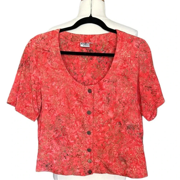 GO FISH Watercolor Art to Wear Button Up Top, S - Picture 9 of 13